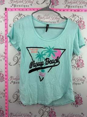MIAMI STYLE WASAGA Beach Scoop Neck Tee - Mint blue Green Graphic